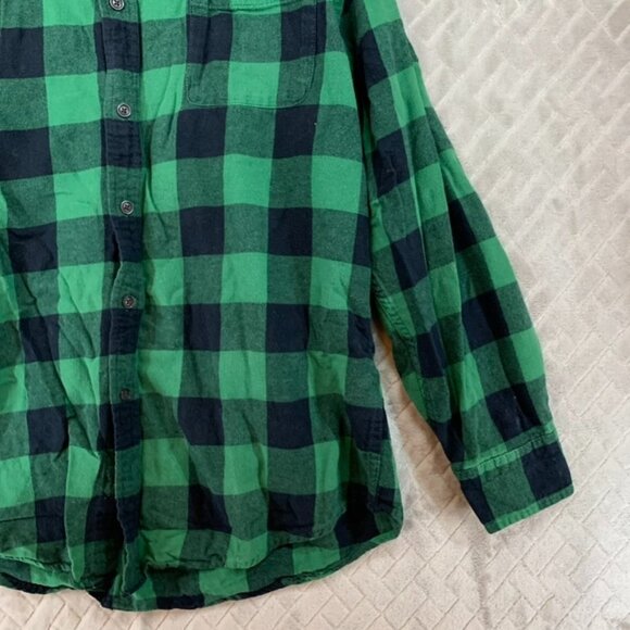 Croft & Barrow Mens Medium Button Shirt Plaid Green Flannel Long Sleeve Collared - Picture 4 of 16